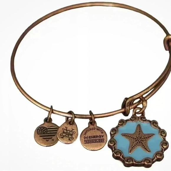 Alex and Ani Star Fish II Bracelet Charm Color Infusion Jewelry Bangle Blue - Picture 2 of 5